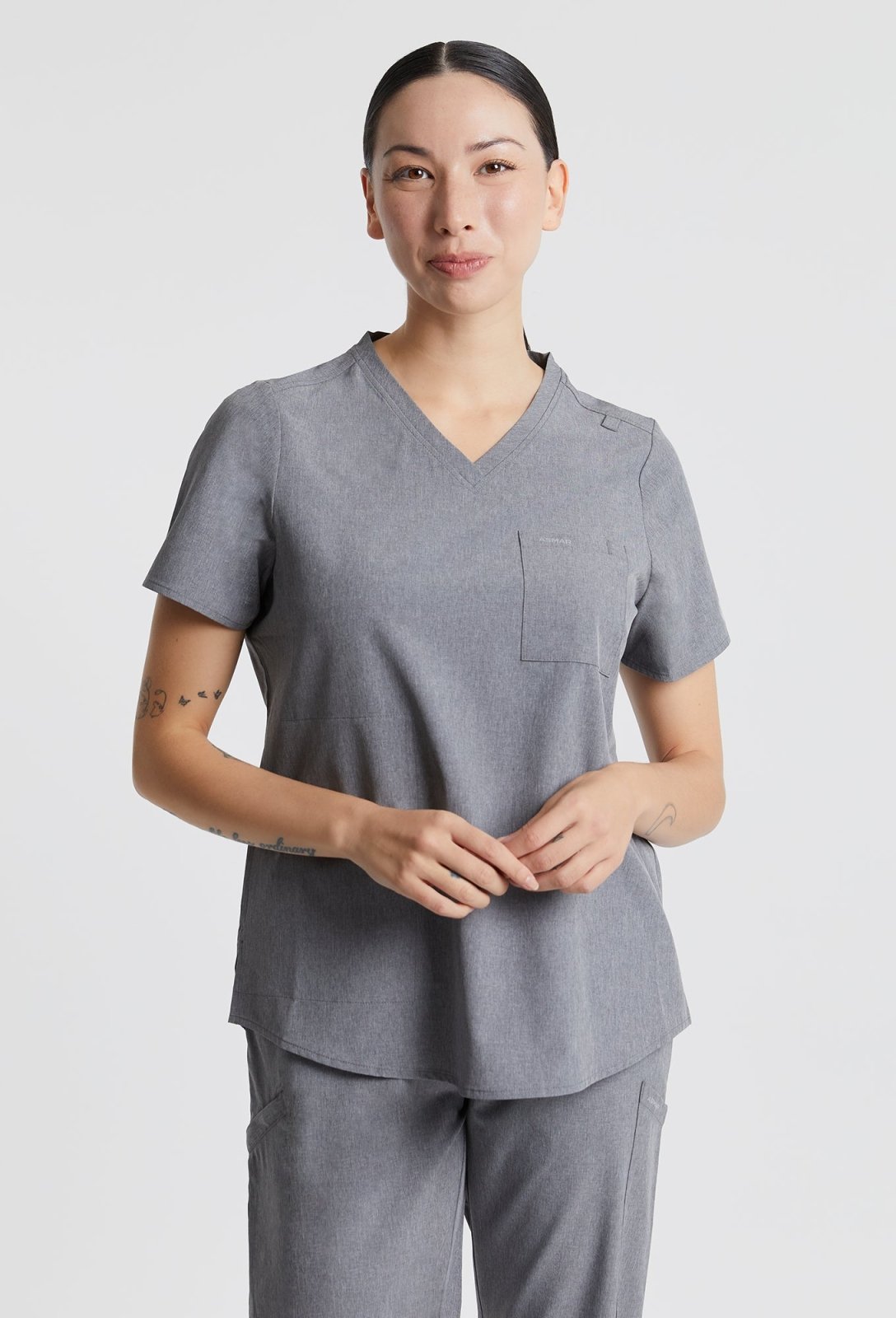 Heather Grey Florence 2 Pocket Scrub Top – Noel Asmar Uniforms