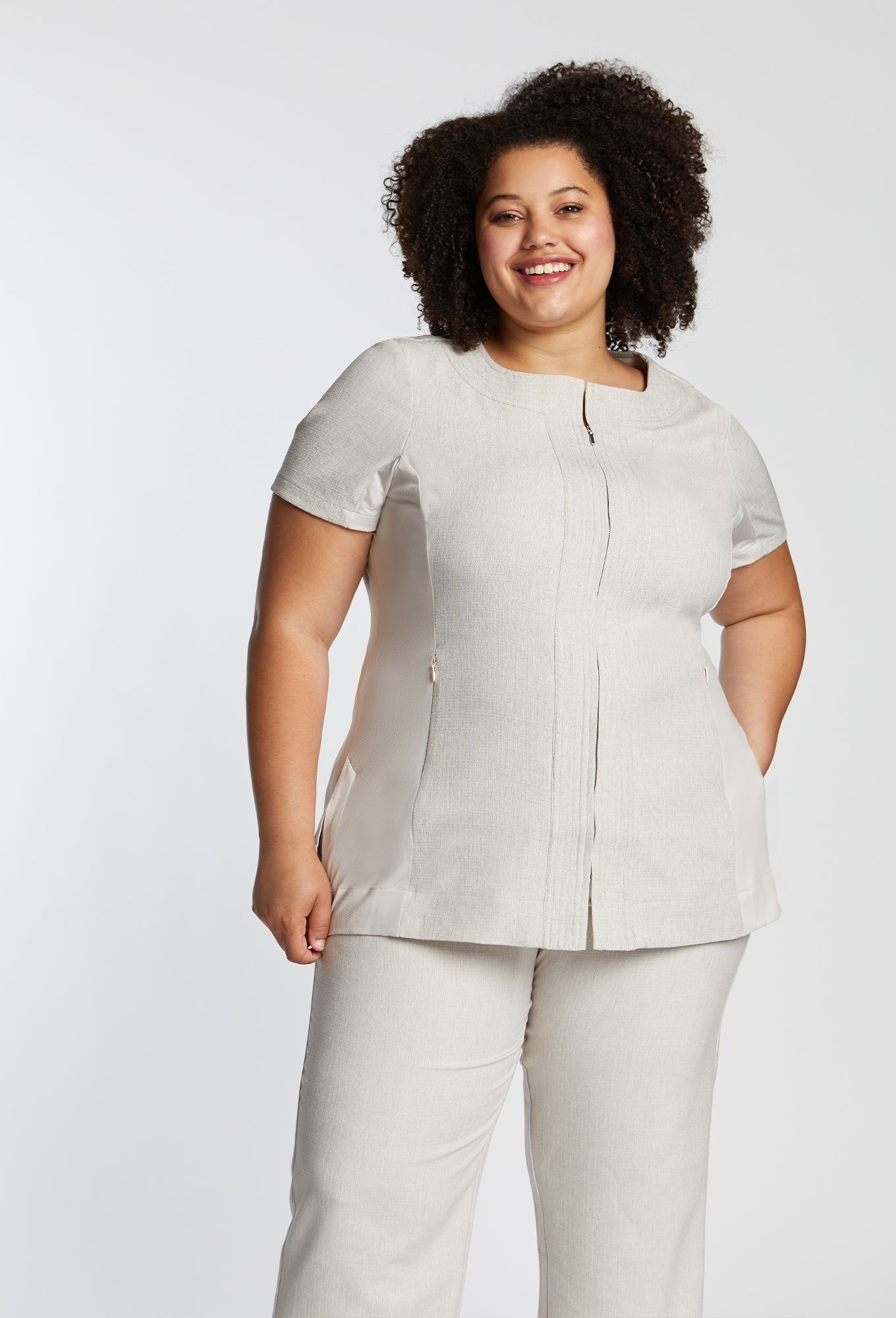 Women's Faux Linen Sorelle Tunic – Noel Asmar Uniforms Women's Faux Linen Sorelle Tunic – Noel Asmar Uniforms