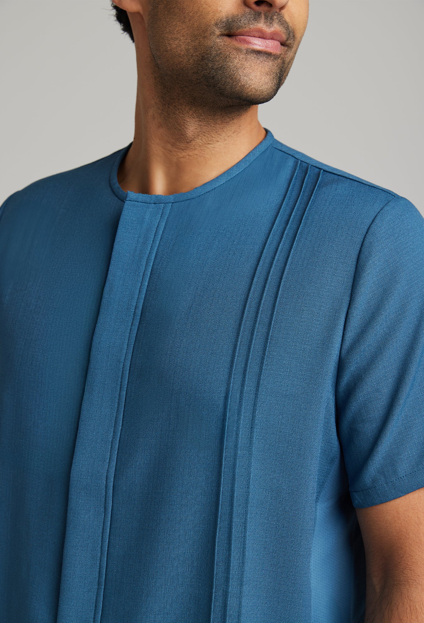 Men's Faux Linen Azure Tunic | Spa & Medspa Uniform Tops | Noel