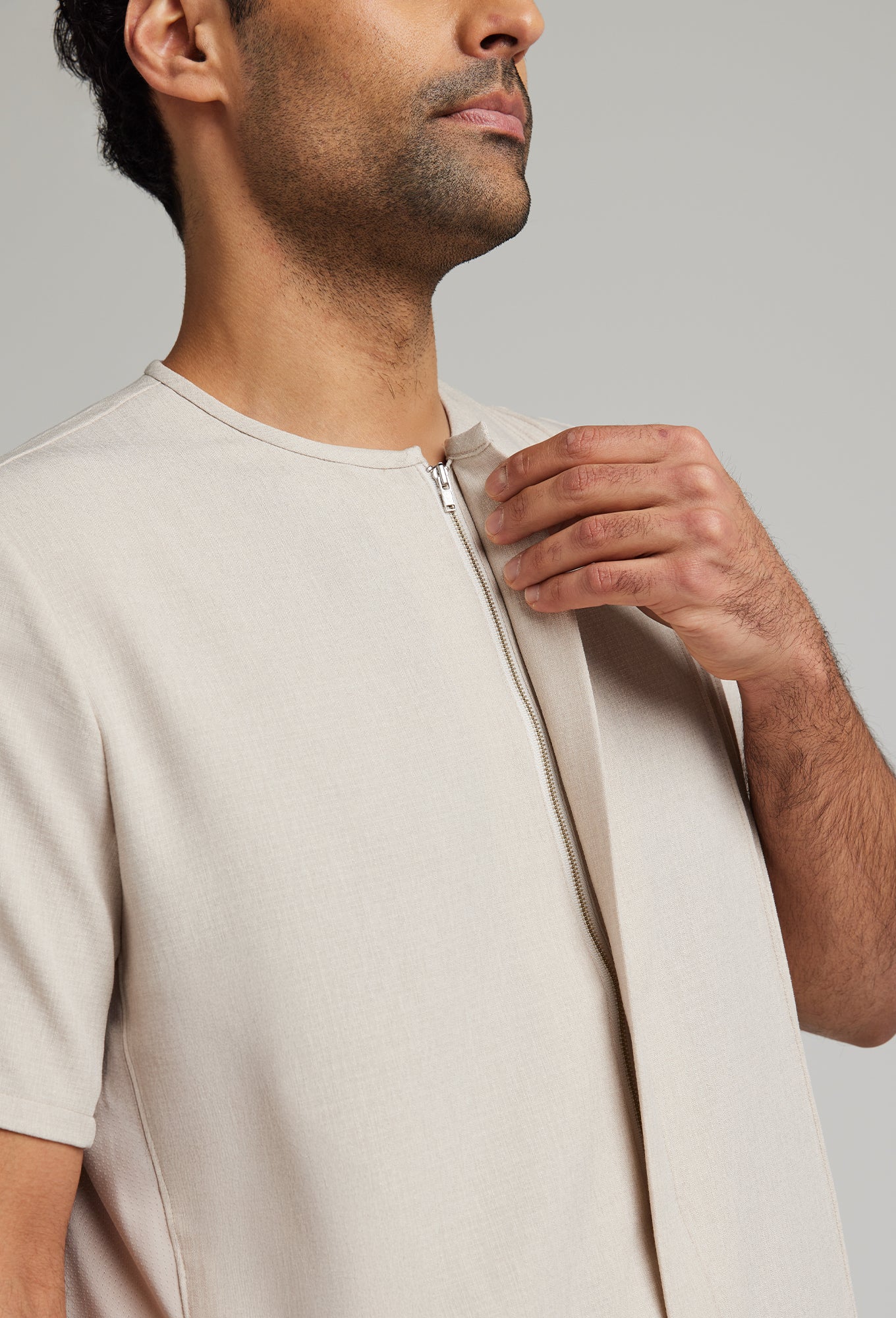 Men's Faux Linen Azure Tunic | Spa & Medspa Uniform Tops | Noel