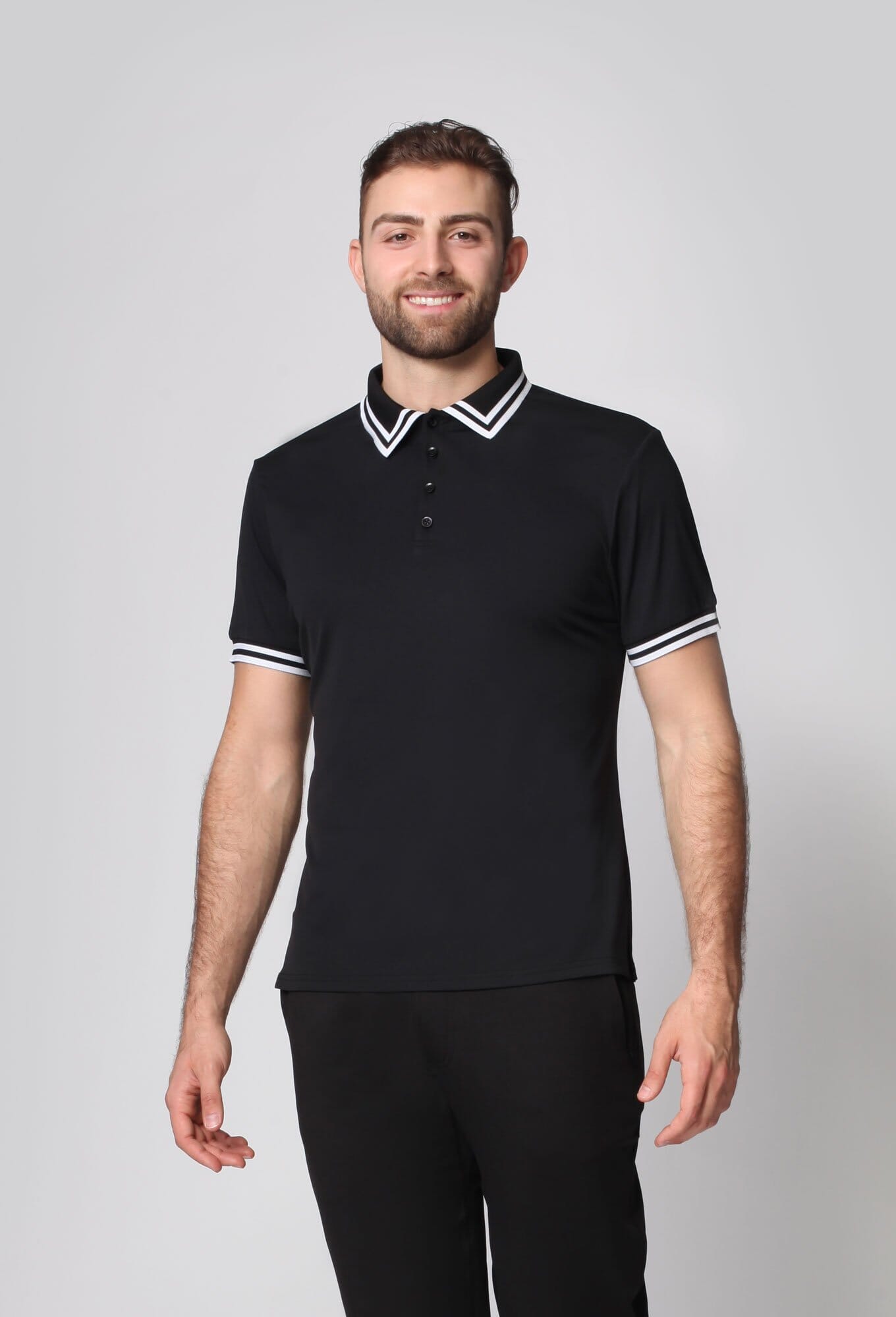 Sustainable Men&#39;s Pro Polo with Stripe Collar